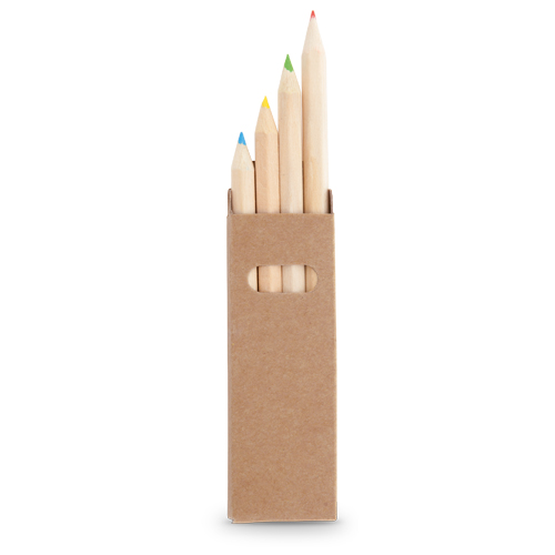 4 wooden pencils in a box